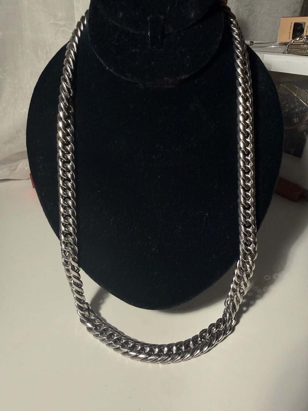 Chunky Silver Stainless Steel Heavy Curb Link Chain Necklace